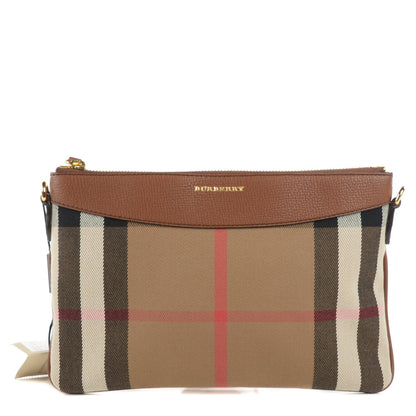 Burberry House Check Derby Peyton Crossbody Clutch Bag Tan 1 of 12