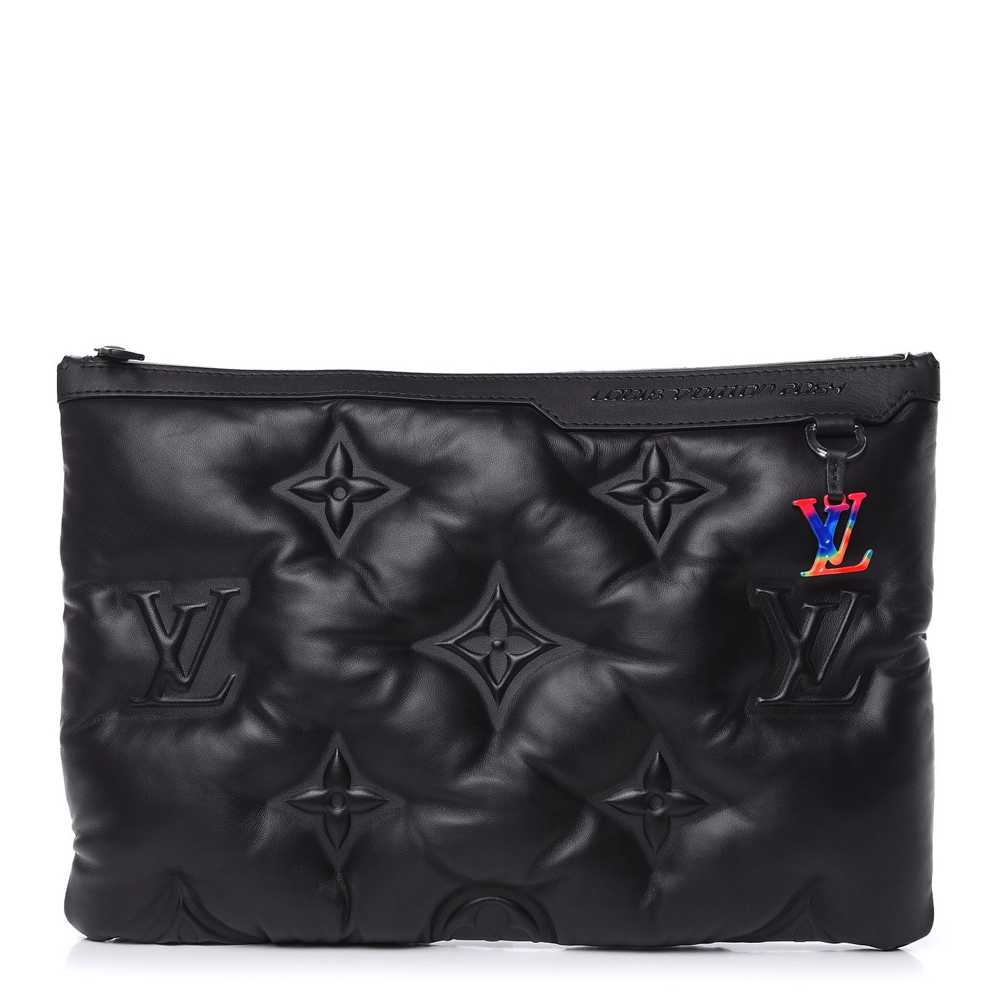 Lambskin Puffer A4 Pouch Black
