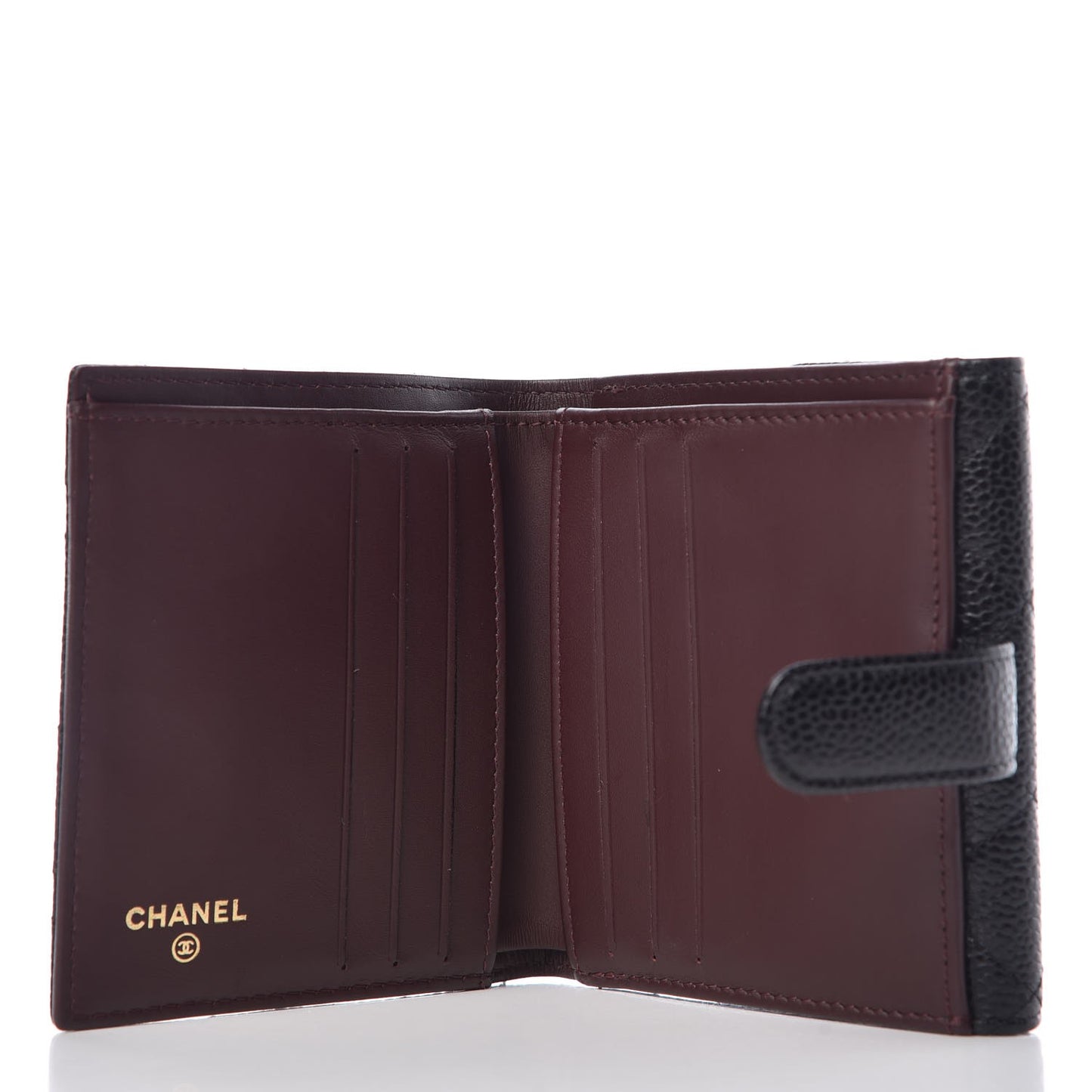Caviar Quilted Compact French Flap Wallet Black