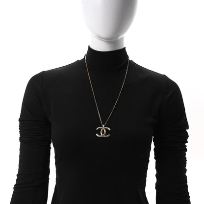Chanel Crystal CC Pendant Necklace Gold 2 of 4