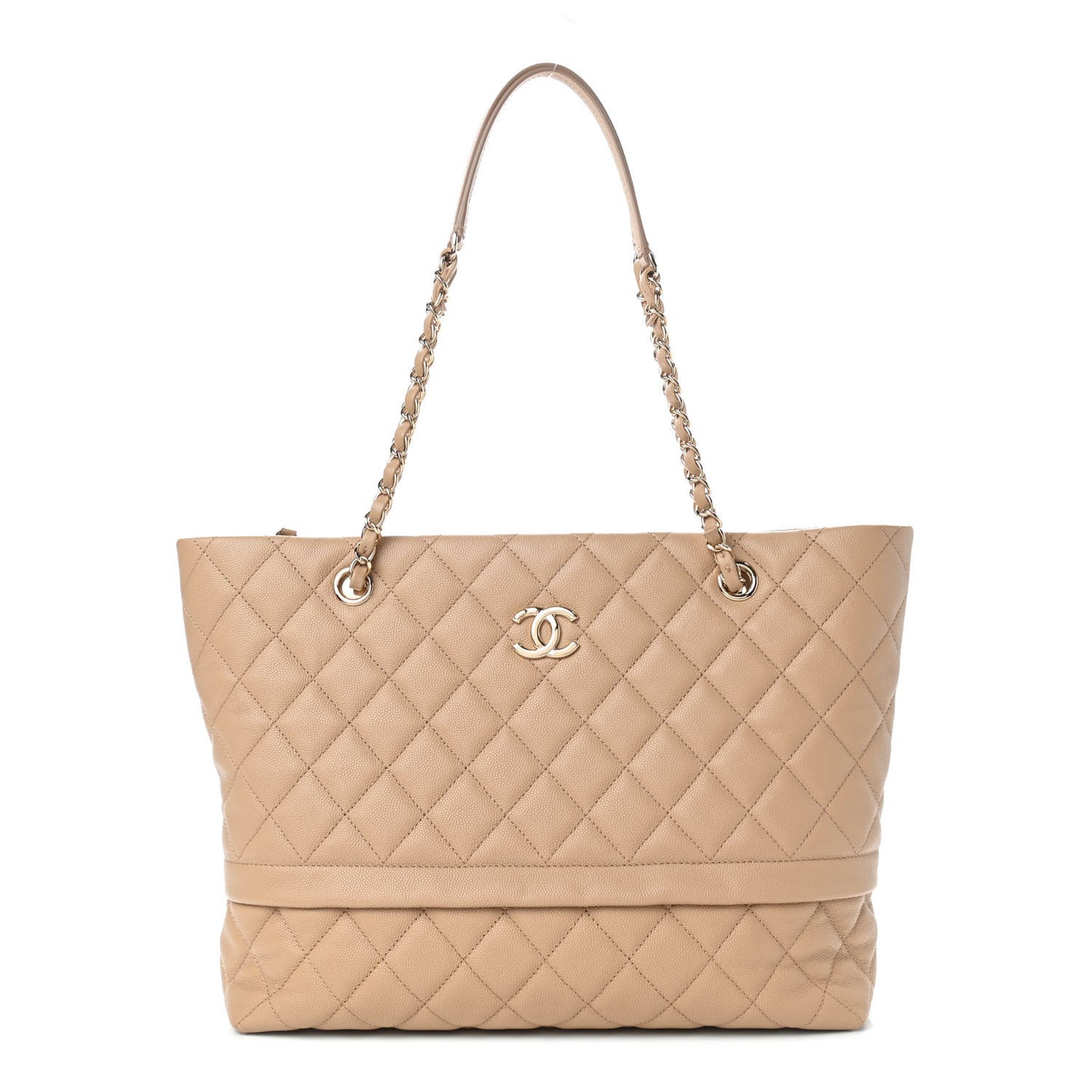 Caviar Quilted Rolled Up Tote Beige
