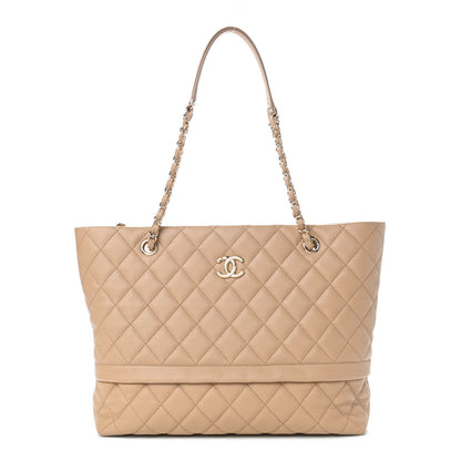 Chanel Caviar Quilted Rolled Up Tote Beige 1 of 9