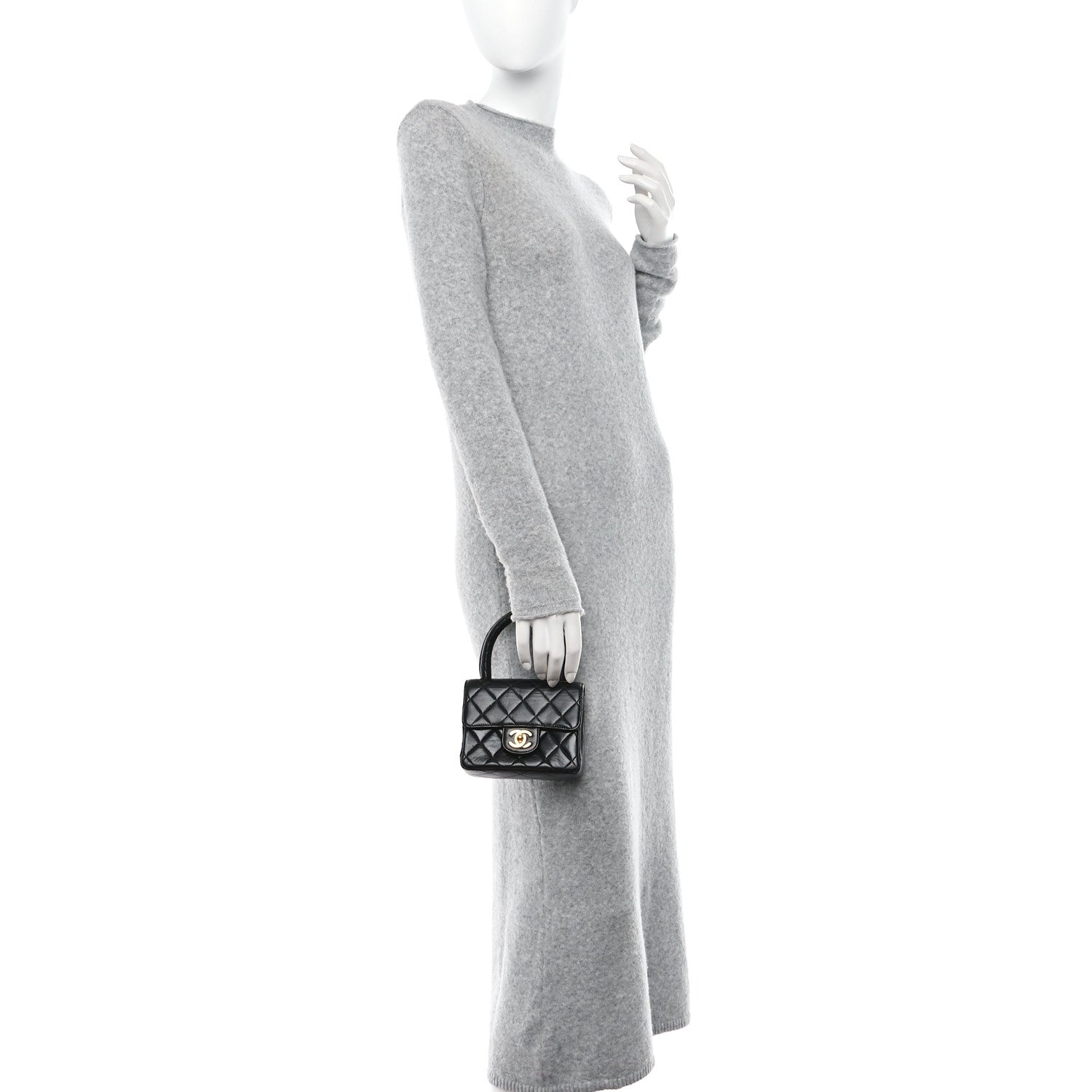 Chanel Lambskin Quilted Mini Kelly Flap Bag Black 2 of 11