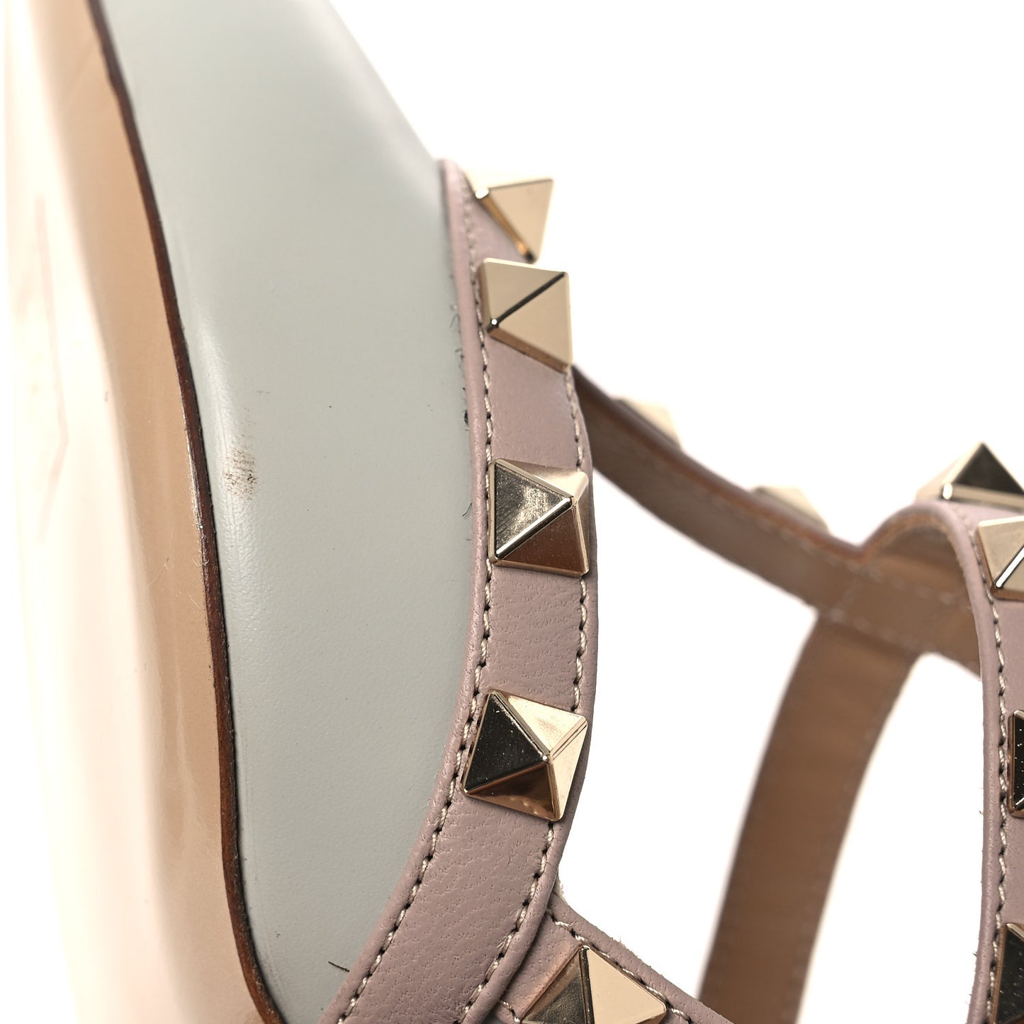 Calfskin Nappa Rockstud Ankle Strap 100mm Pumps 36 Pastel Grey Poudre