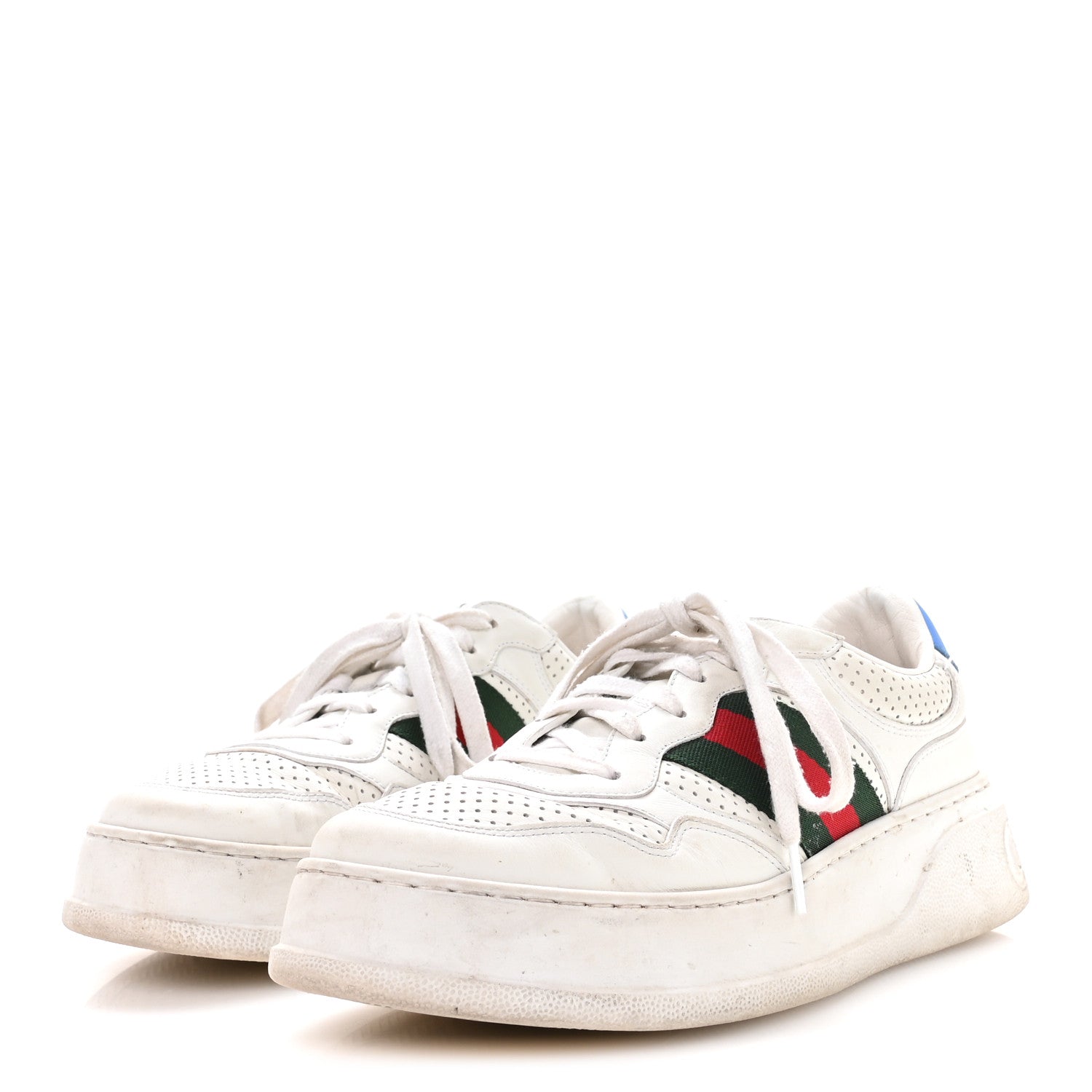 Gucci Calfskin Web Mens Ace Sneakers 7 White Blue 4 of 8