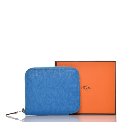 Hermes Epsom Silk'In Compact Wallet Bleu Zanzibar 8 of 8