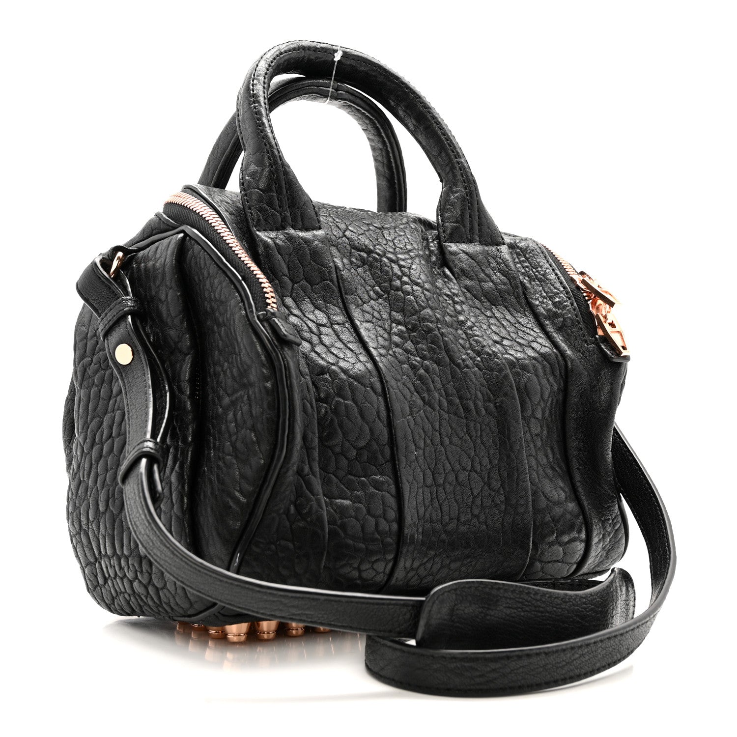 Alexander Wang Pebbled Lambskin Rockie Black Rose Gold Hardware