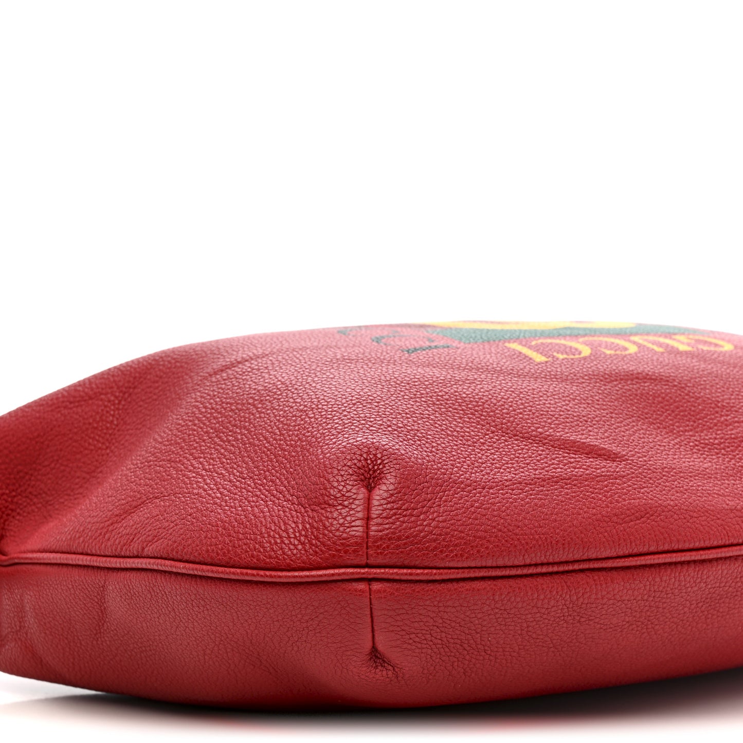 Grained Calfskin Logo Half Moon Hobo Red