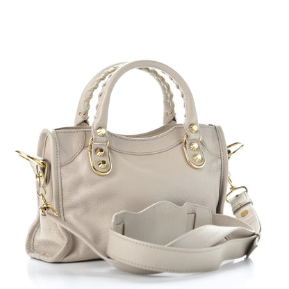 Balenciaga Chevre Gold Metallic Edge Hardware Mini City Beige Praline 2 of 9