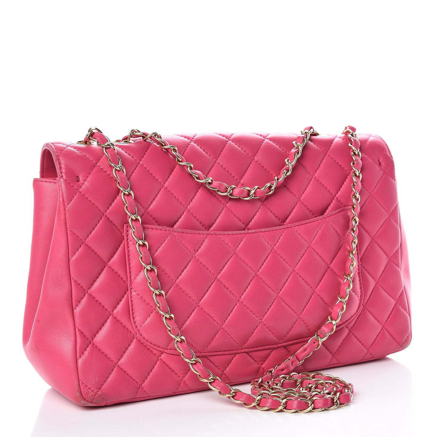 Lambskin Quilted Jumbo Mademoiselle Chic Flap Fuchsia