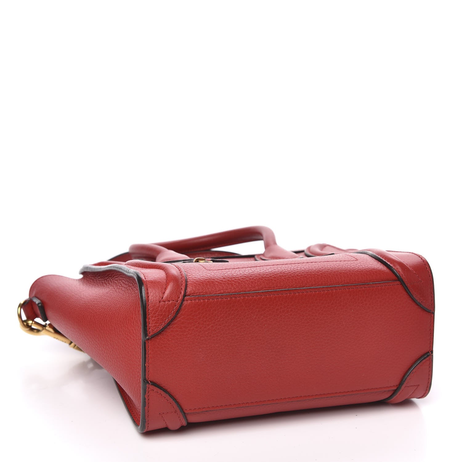 Celine Drummed Calfskin Nano Luggage Red 3 of 9