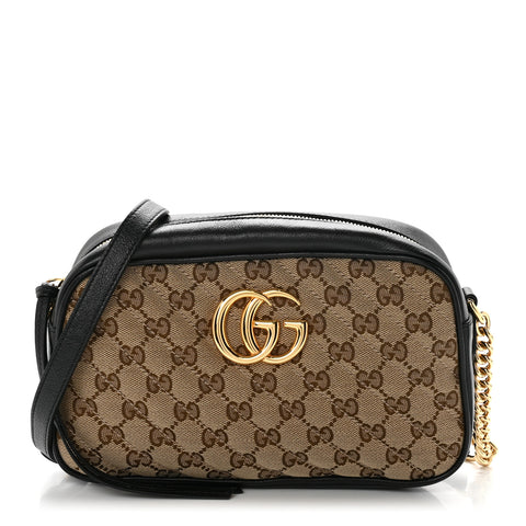Monogram Matelasse Diagonal Small GG Marmont Chain Shoulder Bag Beige Black