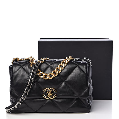 Chanel Lambskin Quilted Large 19 Flap Black 11 of 11