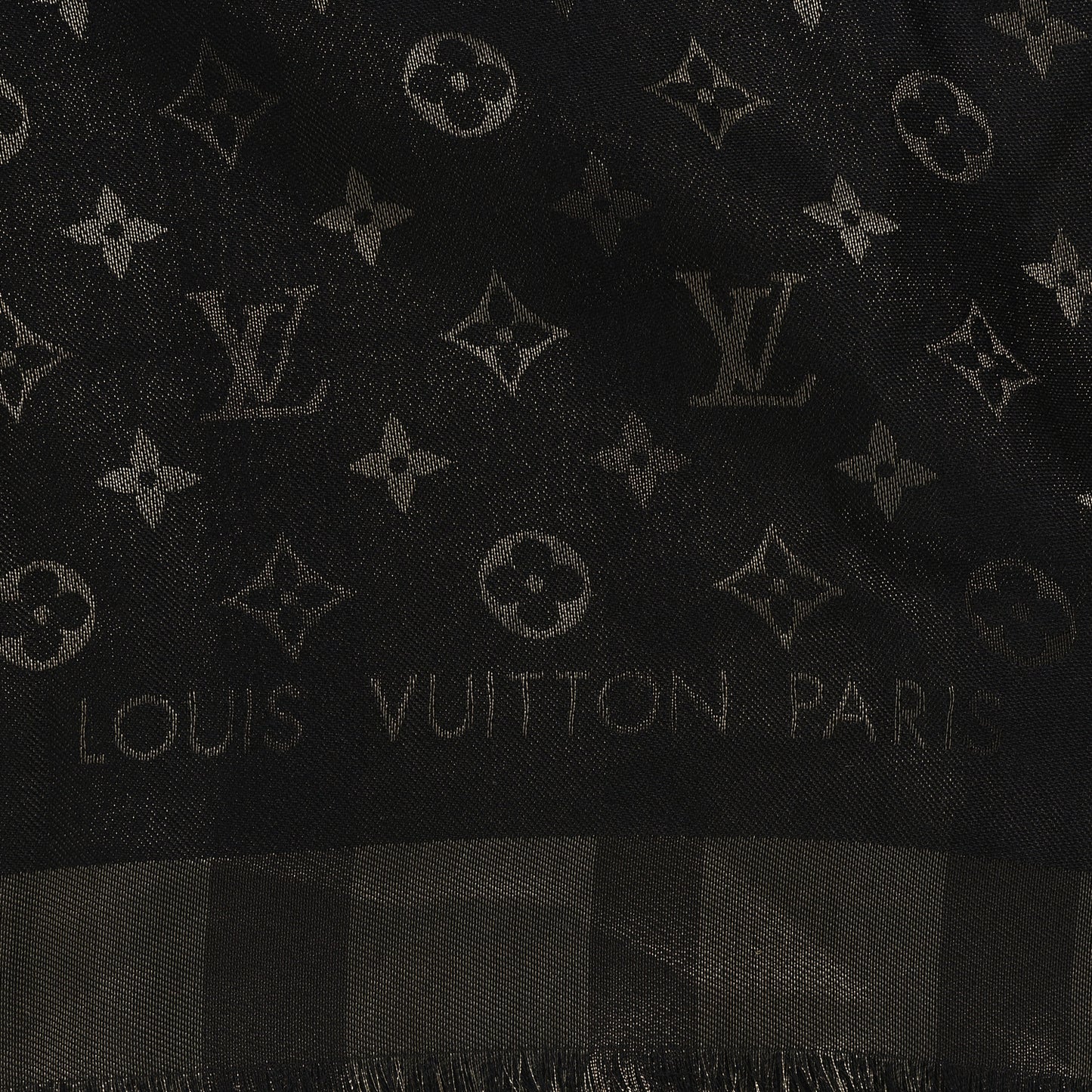 Silk Lurex Wool So Shine Monogram Shawl Black