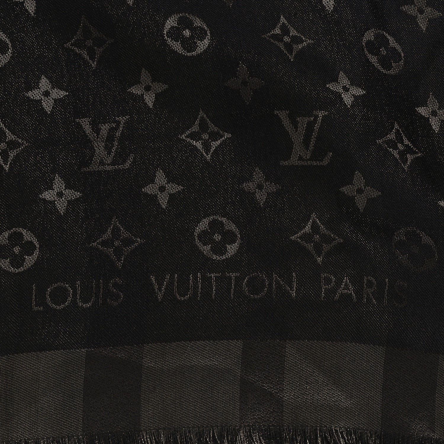 Louis Vuitton Silk Lurex Wool So Shine Monogram Shawl Black 2 of 3