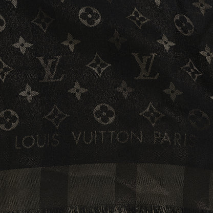 Louis Vuitton Silk Lurex Wool So Shine Monogram Shawl Black 2 of 3