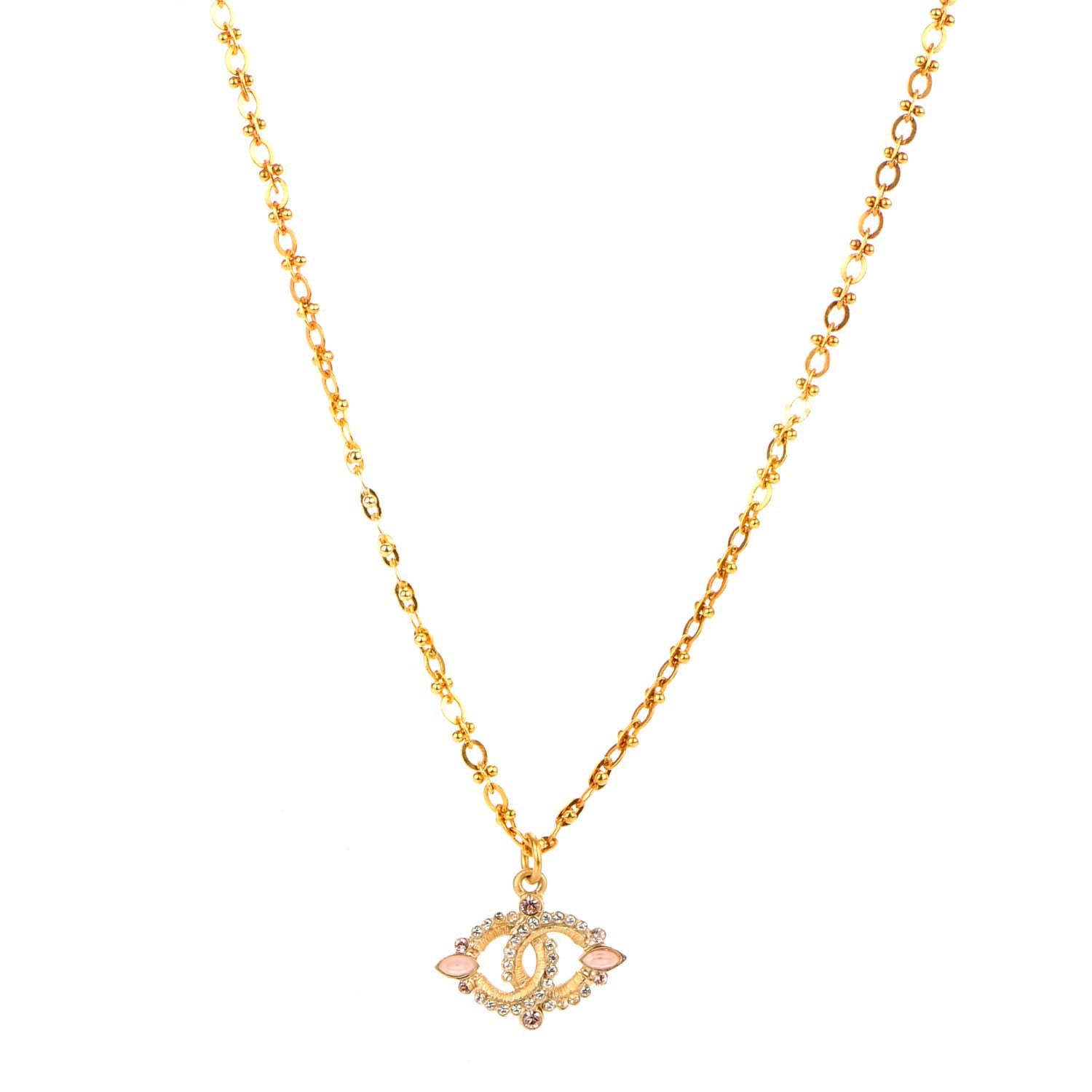 Chanel Pearl Crystal CC Necklace Gold 1 of 5