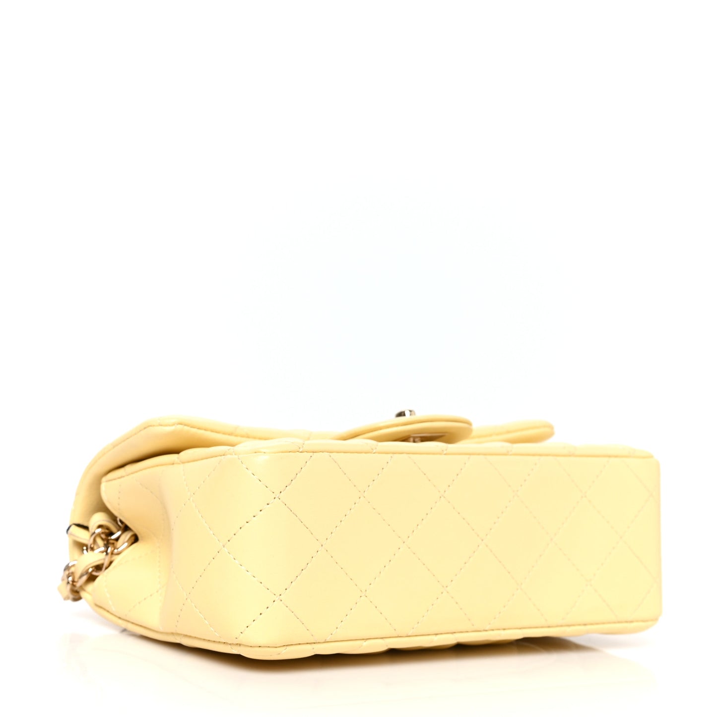 Lambskin Quilted Mini Rectangular Flap Yellow