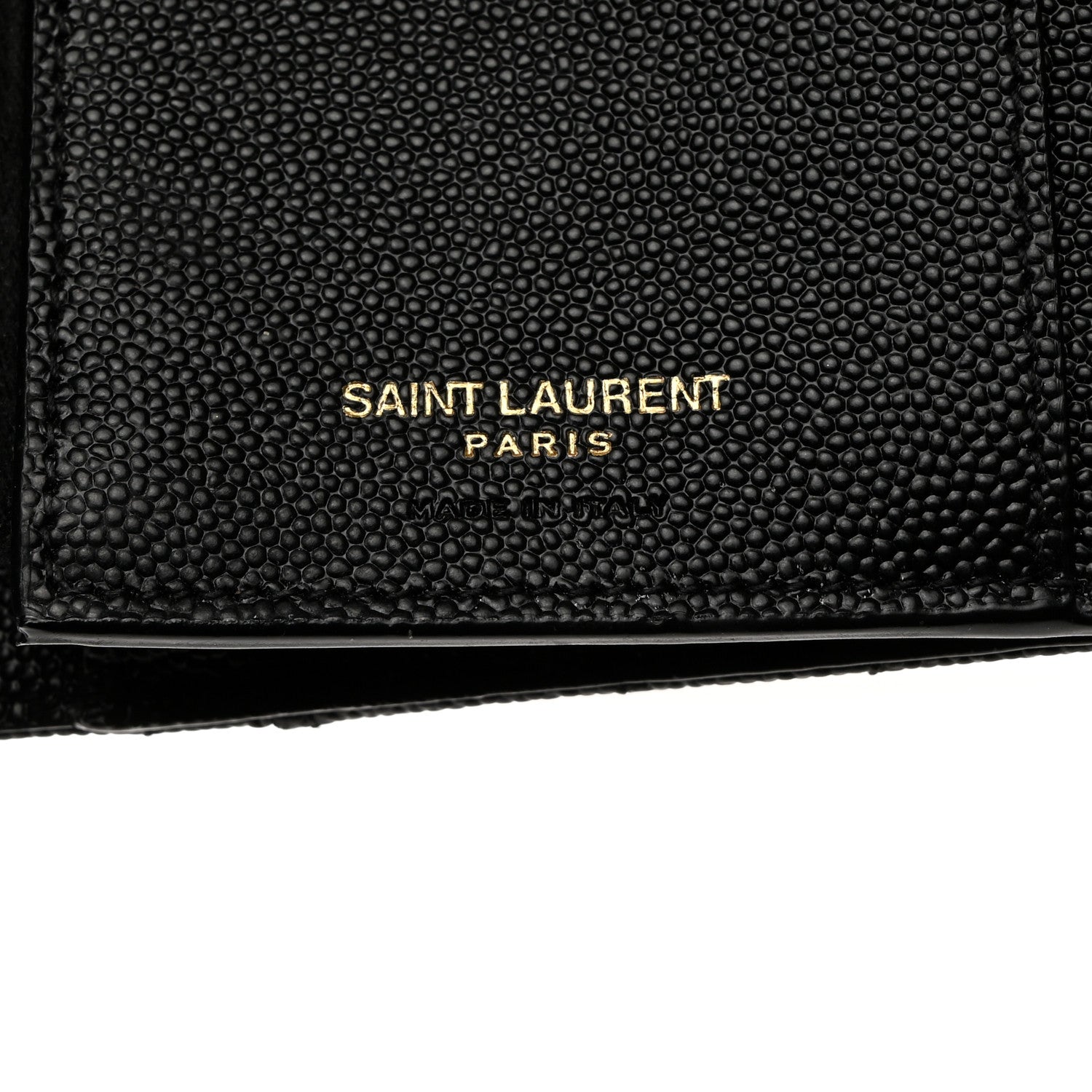 Saint Laurent SAINT LAURENT Grain De Poudre Matelasse Chevron Monogram Compact Tri Fold Wallet Black 6 of 7