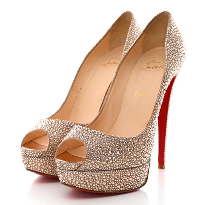 Christian Louboutin Specchio Strass Crystal Lady Peep 150 Pumps 41.5 Rose Gold 3 of 8