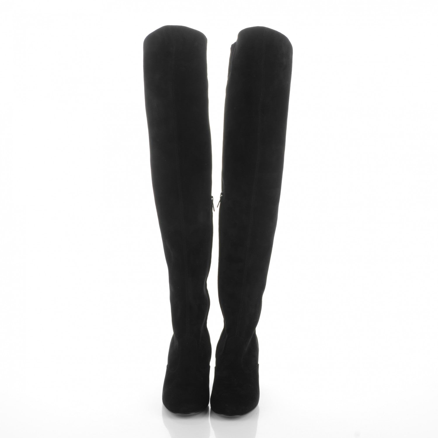 Saint Laurent Suede Babies Over The Knee Boots 37.5 Black 2 of 7