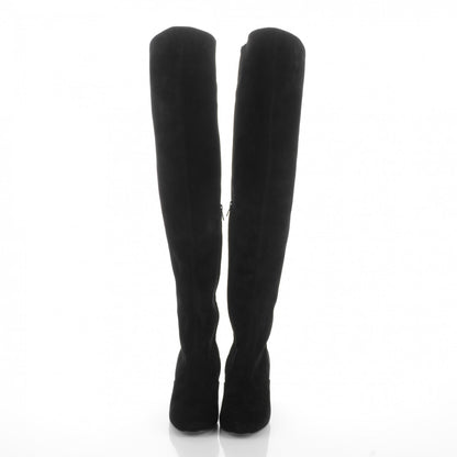 Saint Laurent Suede Babies Over The Knee Boots 37.5 Black 2 of 7