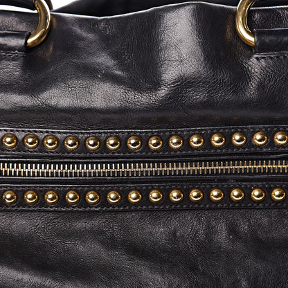 Prada Glace Calfskin Studded Shoulder Bag Black 8 of 16
