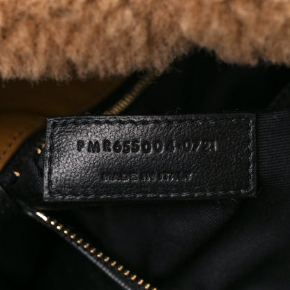 Saint Laurent Shearling Lambskin Quilted Sade Puffer Envelope Clutch Natural Brown 8 of 12