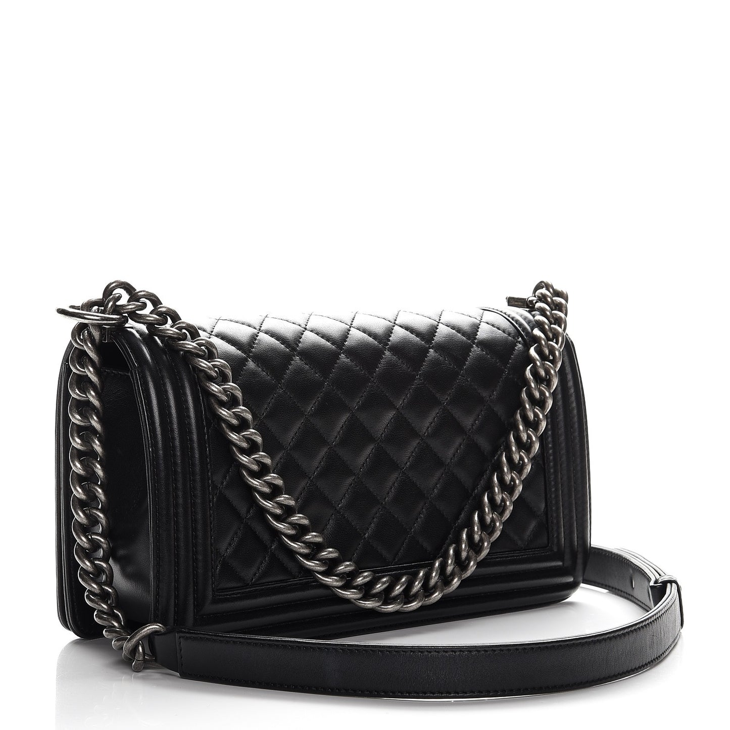 Lambskin Quilted Medium Boy Flap Black