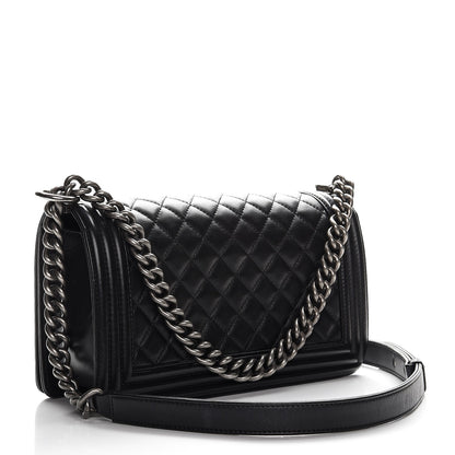 Chanel Lambskin Quilted Medium Boy Flap Black 3 of 12