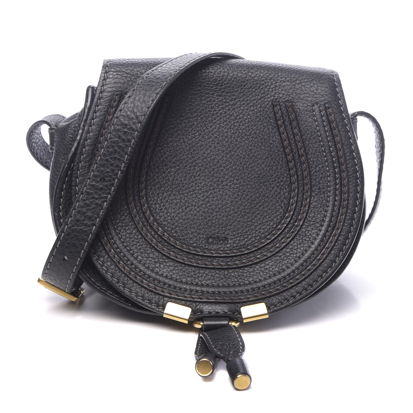 Calfskin Mini Marcie Round Crossbody Bag Black