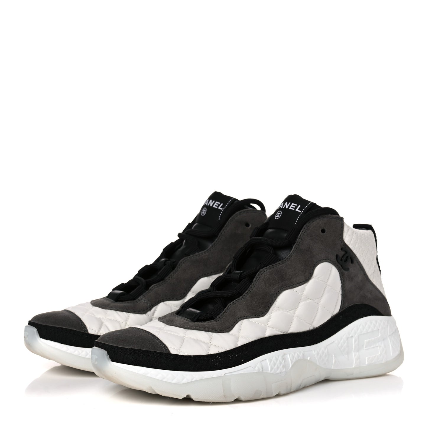 Nylon Suede Calfskin Womens Sneakers 39 White Grey
