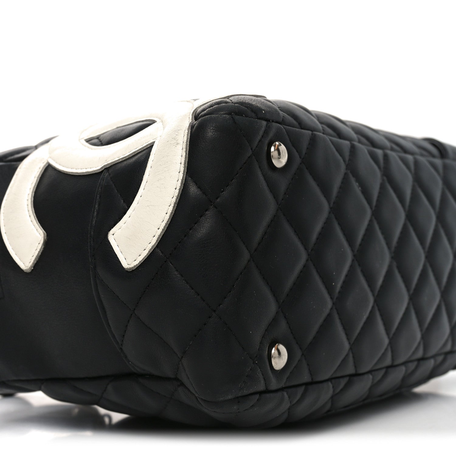 Chanel Calfskin Quilted Large Cambon Bowler Black White 9 of 10
