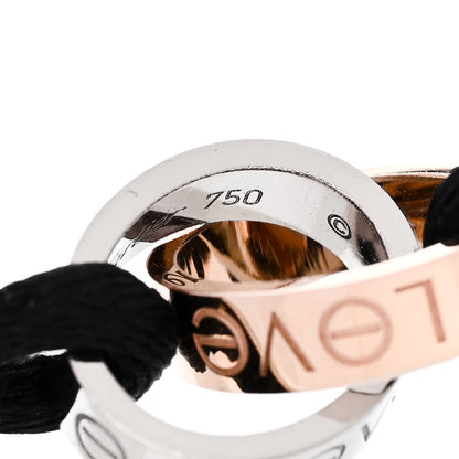 Cartier 18K White Pink Gold Charity LOVE Adjustable Cord Bracelet Black 5 of 7