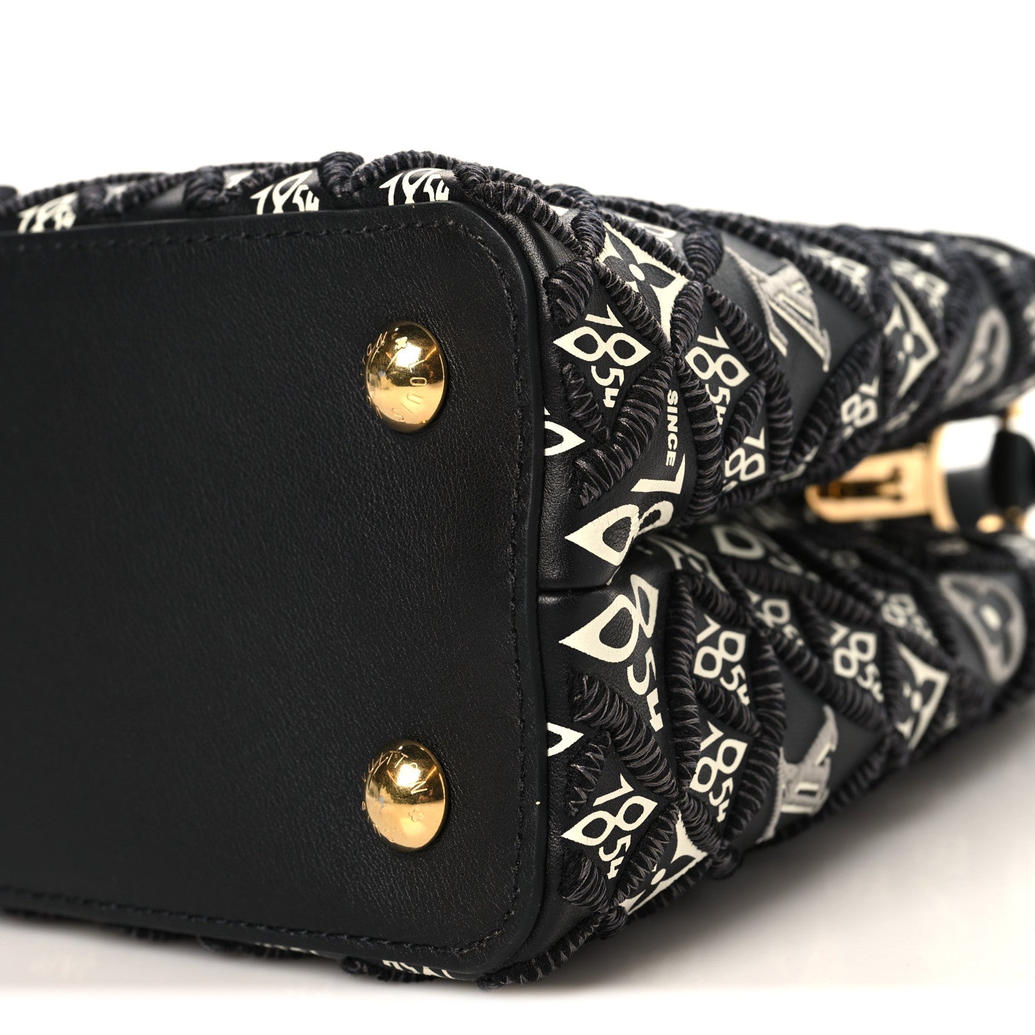 Louis Vuitton Calfskin Since 1854 Embroidered Capucines PM Black 9 of 9