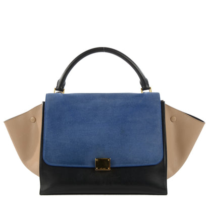 Celine Smooth Calfskin Suede Medium Tri-Color Trapeze Royal Blue 1 of 10