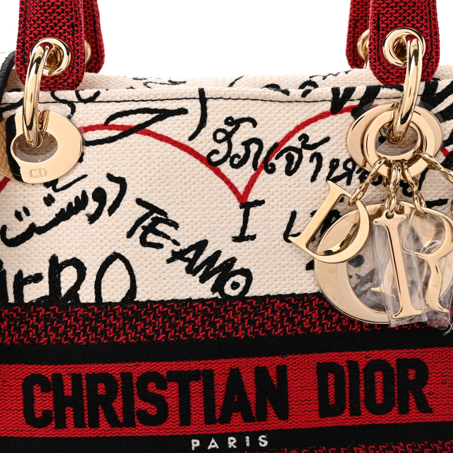 Christian Dior Canvas Medium DiorAmour Graffiti Lady D-Lite Latte 7 of 9