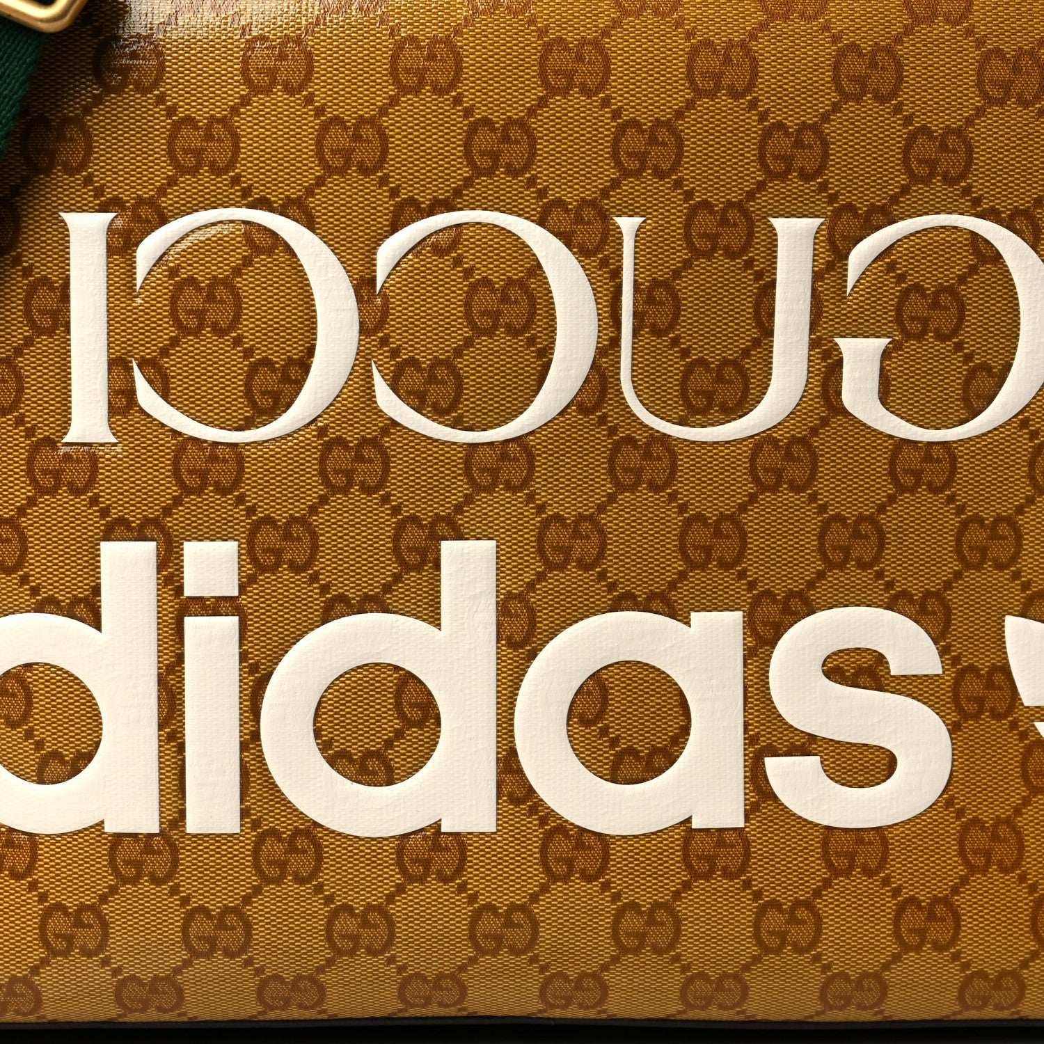 Gucci X ADIDAS Crystal Vintage Monogram Textured Dollar Calfskin Web Trefoil Logo Medium Messenger Bag Mid Natural Nut Off White New Acero 9 of 11