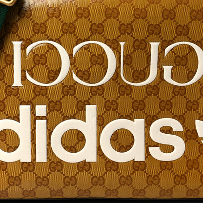 Gucci X ADIDAS Crystal Vintage Monogram Textured Dollar Calfskin Web Trefoil Logo Medium Messenger Bag Mid Natural Nut Off White New Acero 9 of 11