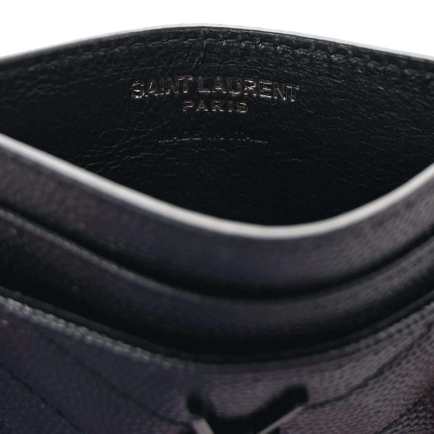 Saint Laurent Grain De Poudre Matelasse Chevron Monochrome Monogram Credit Card Case Black 6 of 8