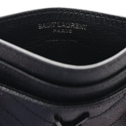 Saint Laurent Grain De Poudre Matelasse Chevron Monochrome Monogram Credit Card Case Black 6 of 8