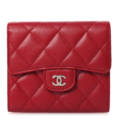 Chanel Caviar Quilted Compact Flap Wallet Dark Red 1 of 12
