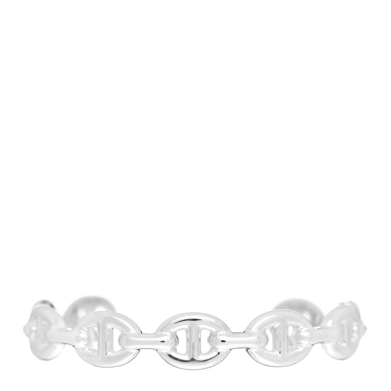 Hermes Sterling Silver MM Chaine d'Ancre Enchainee Cuff Bracelet SH 1 of 5