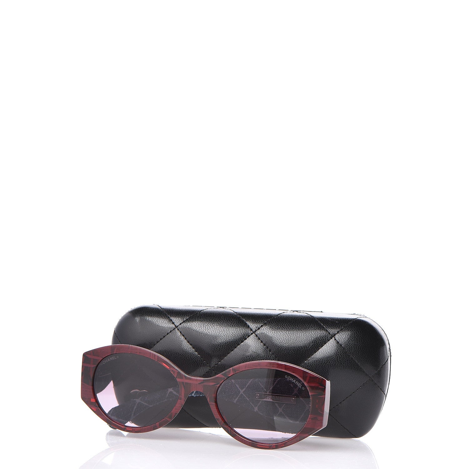 Chanel Acetate Denim Oval Sunglasses 5405 Red Dark Blue 7 of 7