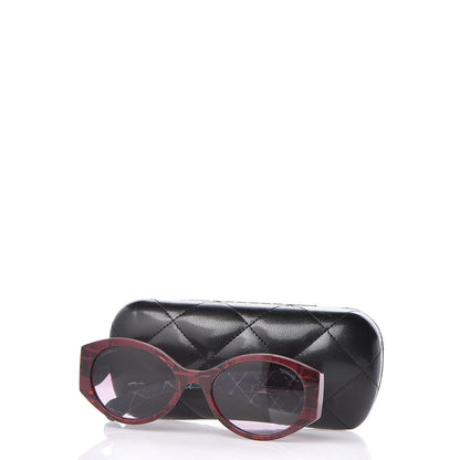 Chanel Acetate Denim Oval Sunglasses 5405 Red Dark Blue 7 of 7