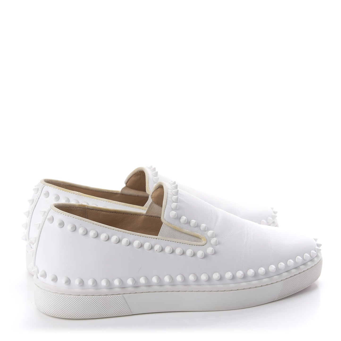 Calfskin Mens Spikes Pik Boat Flat 40 White