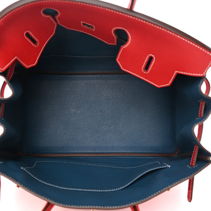 Hermes Epsom Candy Birkin 35 Rouge Casaque Bleu Thalassa 5 of 22