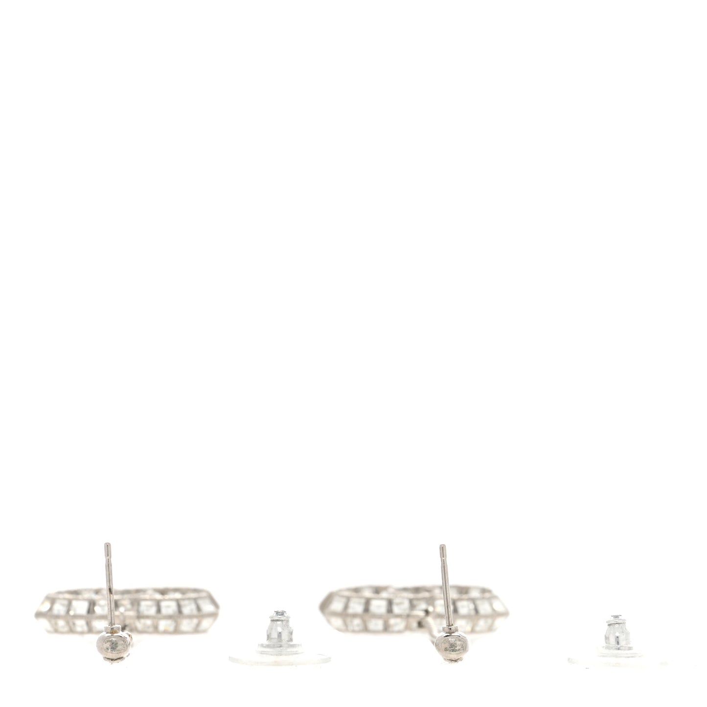 Crystal Baguette CC Drop Earrings Silver