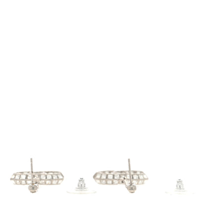Chanel Crystal Baguette CC Drop Earrings Silver 3 of 5