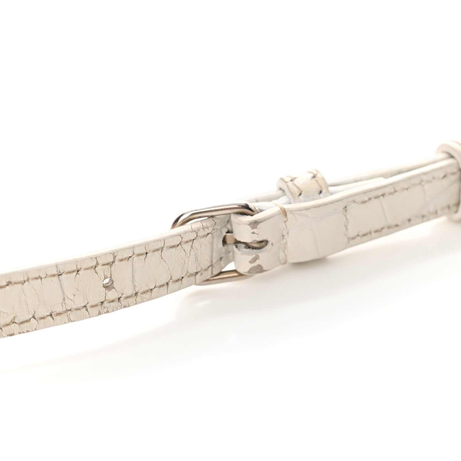 Balenciaga Calfskin Crocodile Embossed Small Hourglass Top Handle Bag White 22 of 28